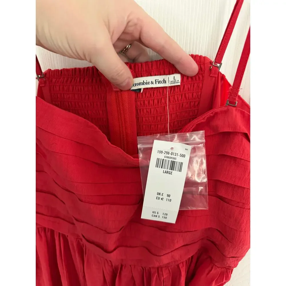 Abercrombie & Fitch Emerson Red Tiered Maxi Dress Strapless Convertible Resort